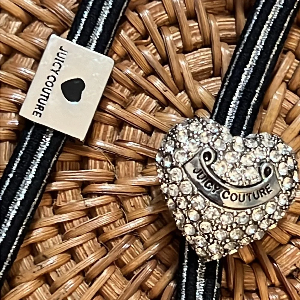 JLN Juicy Couture Rhinestone Heart Stretch Headband. - Picture 2 of 7